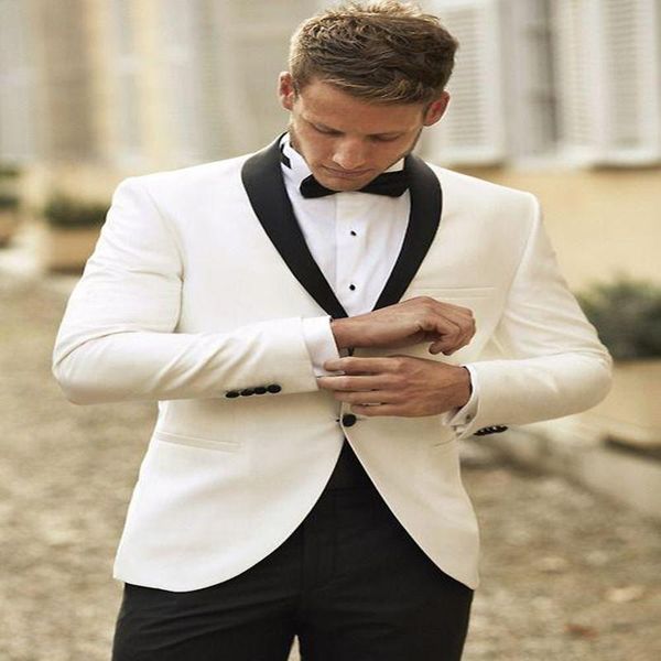 

men's suits & blazers tailored fashion casual one button shawl collar white 2 pieces bridegroom wedding tuxedos dinner banquet blazer, White;black