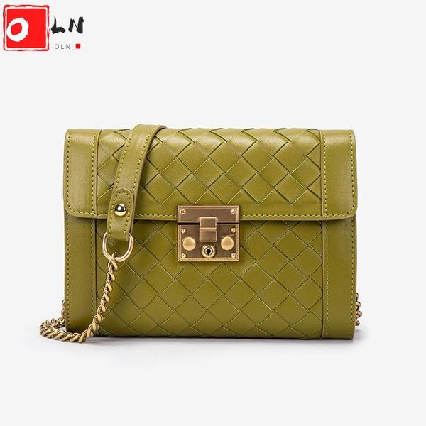 

fashion women weave pu leather shoulder bag female woven lock cross body bags 2021 summer luxury designer chain handbags evening
