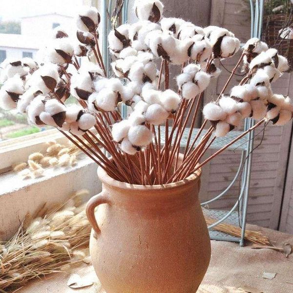 

decorative flowers & wreaths fake white flower wedding bridesmaid bouquet decor naturally dried cotton home artificial floral branch