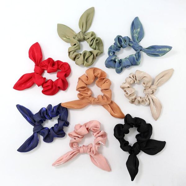 

hair accessories fashion solid color women scrunchies girl's cute bow hairbands ponytail holder