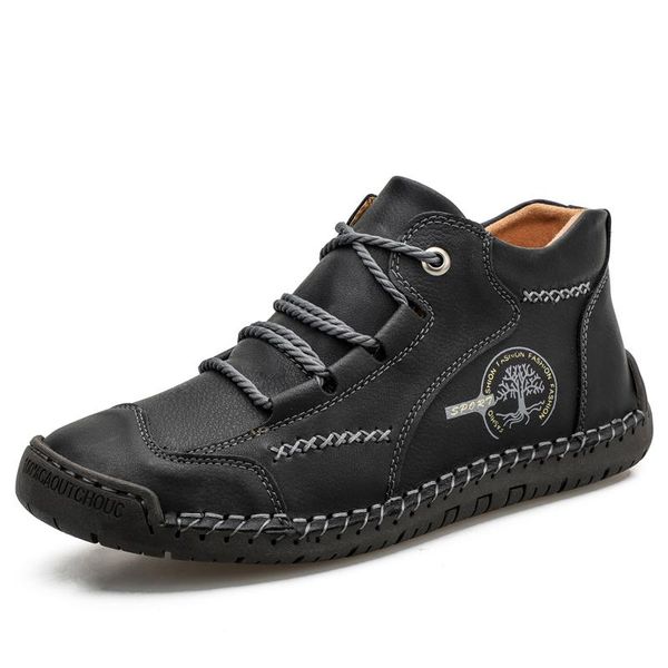 

boots fashion 2021 men's shoes leather men outdoor non-slip motorcycle zapatos de hombre, Black