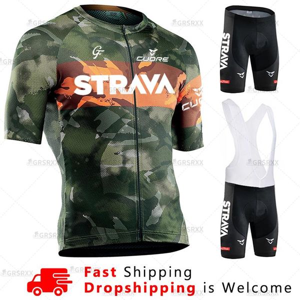

racing sets strava cycling jersey set for men 2021 males' short sleeve bicycle team sweatshirt suit anti-uv mtb bike uniform, Black;blue