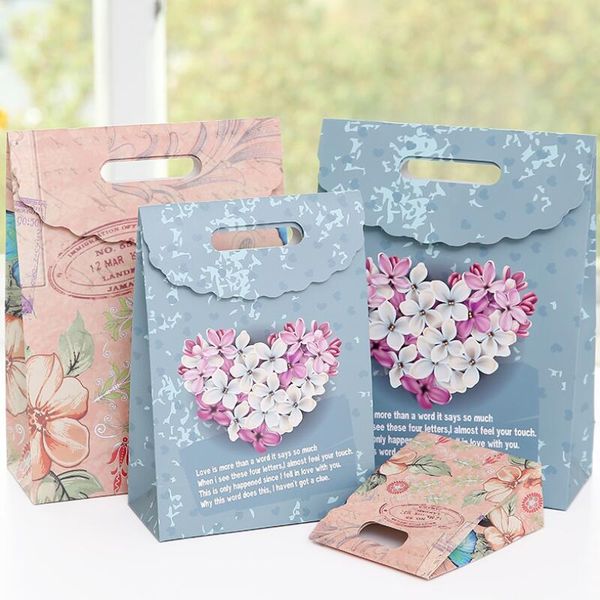 

gift wrap 10pcs/lot butterfly flower mask boutique shopping bag creative paper tote high-end candy packaging
