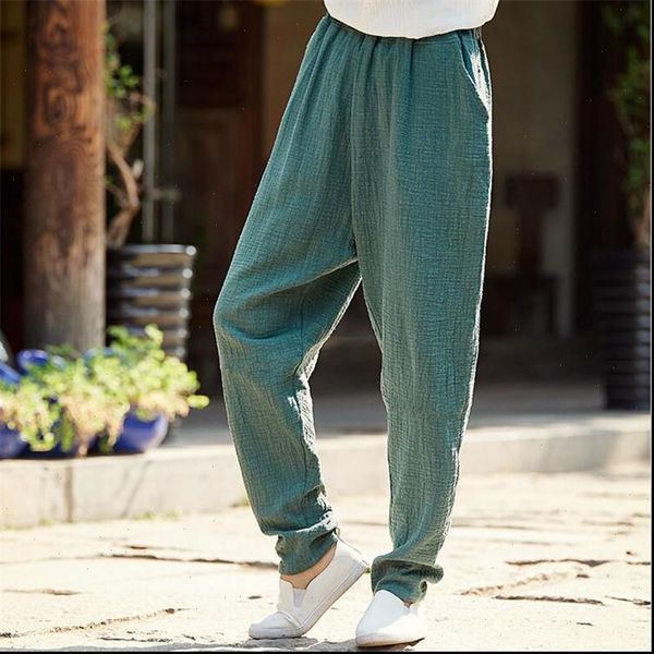 

plus size women capris female cotton linen pants  7xl summer autumn casual pencil solid long trousers with pocket, Black;white