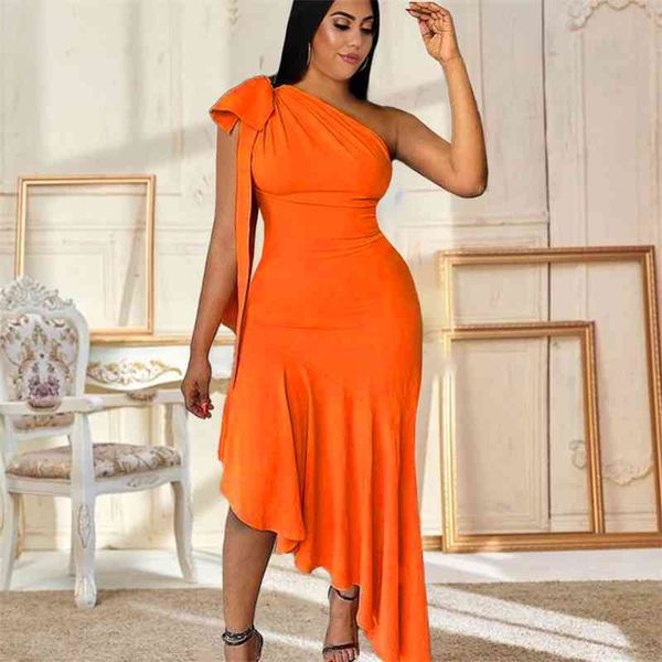 

women bodycon dresses one shoulder pleated irregular ladies plus size evening event occasion party robe with bowtie drop 210527, Black;gray