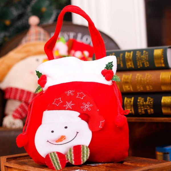 Weihnachtsdekorationen, Süßigkeiten-Tasche, niedlicher Schneemann, rote Taschen, tragbar, wiederverwendbar, für Kinder, Kindergarten, Einkaufszentrum, Apfel-Geschenk-Tragetasche