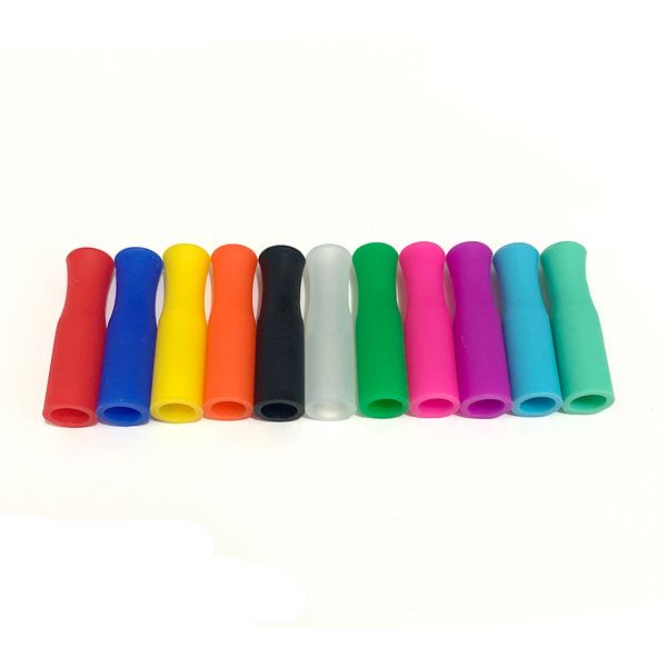 

11 colors metal straws silicone tips fit for 6mm wide stainless steel straw