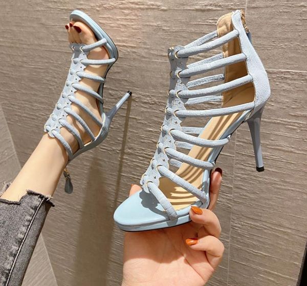 

dress shoes net red sandals 2021 female summer fish mouth hate the sky high heels stiletto 10cm fairy style, Black