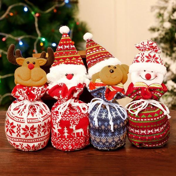 

christmas decorations 1pc gift bag drawstring and portable packaging cookie candy apple packing bags decoration for kids