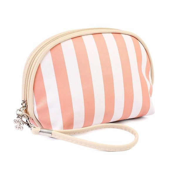 

customized (size) striped shell cosmetic bag pu cross pattern bags & cases
