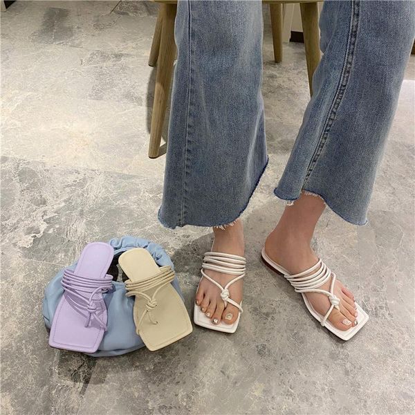 

shoes ladies' slippers cross-tied rubber flip flops square toe women heels pantofle luxury slides hawaiian high 2021 designer, Black