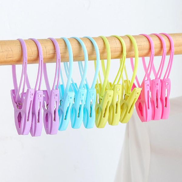 

hangers & racks 24pcs multi-purpose clothes pegs steel wire towel clips clothesline clothespins (random color)
