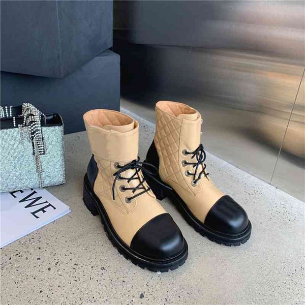

dress shoes women high-quality leather ankle boots classic autumn winter thick-soled 's fashion chain designer 1kmn, Black