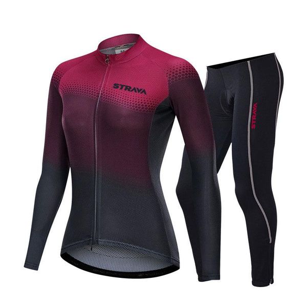 

racing sets women cycling jersey long sleeve bicycle mtb downhill shirt road bike quick dry pant with gel padded, Black;blue