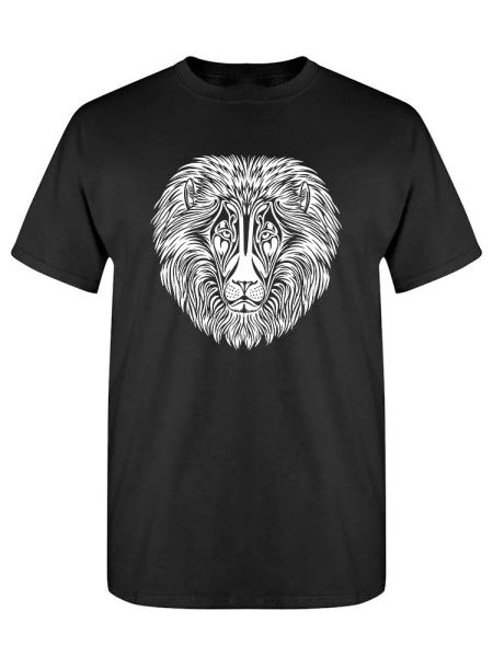 

african lion tee men's -image by shutterstock, White;black