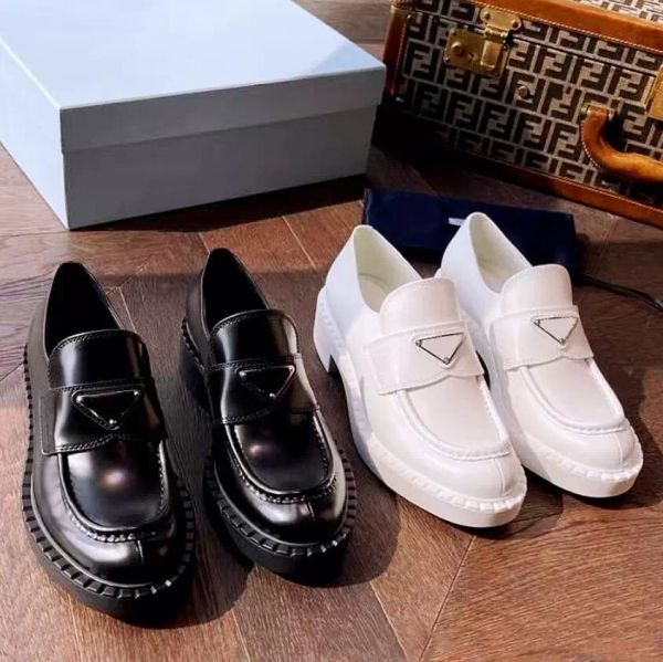 

designers shoes soft cowhide loafers boots rubber platform sneakers casual dress shoe black patent leather chunky round head toe slip-on