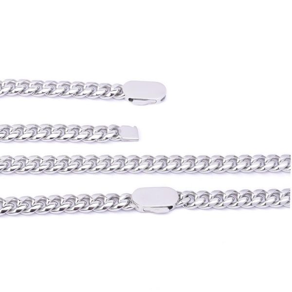 

chains 2 types bottom stainless steel cuban curb chain necklace silver color for hip hop young men women fashion jewelry gift