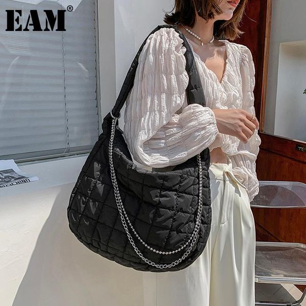 

evening bags [eam] women large capacity metal chains embroidery thread personality all-match crossbody shoulder bag fashion 2021 18a3214