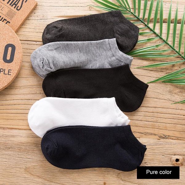 

sports socks 5 pairs/lot men cotton large size38-44 casual breathable boat short summer male, Black