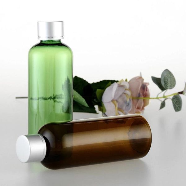 

storage bottles & jars 30pcs/lot 100ml atomizer perfume liquid plastic round shoulder empty pet amber blue bottle with anodized aluminum cap