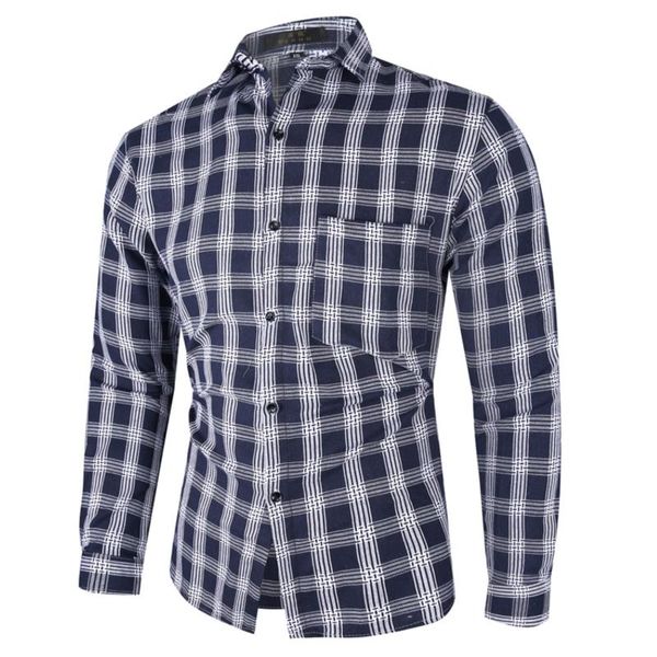 

men's casual shirts shirt for men autumn and winter long-sleeved plaid self-cultivation blouse comfortable slim clothing 2021, White;black