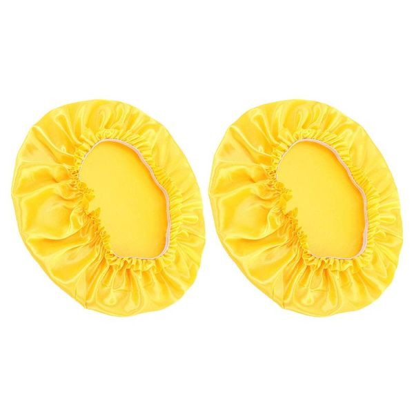 

2pcs round satin beauty caps silk lace sleeping for (yellow) shower