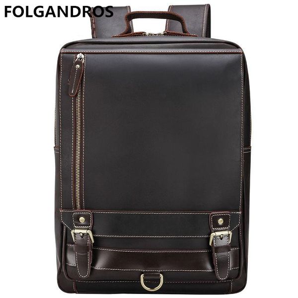 

backpack men's genuine leather lapcomputer designer european american vintage handmade cowhide daypack