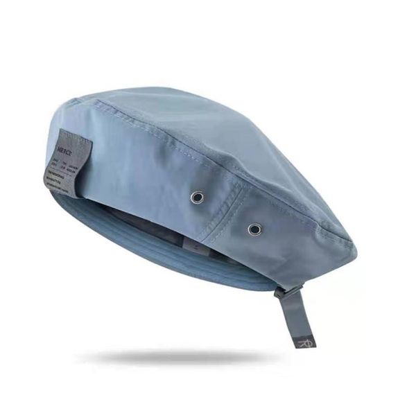

berets 2021 wearing style men hats british western ivy cap classic woman vintage cotton and linen beret, Blue;gray