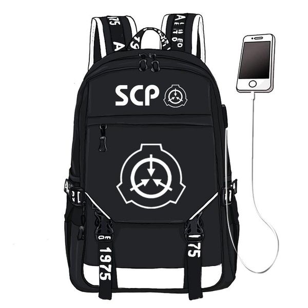 

backpack scp special contain proctect printing travel usb interface lapcanvas school book bags