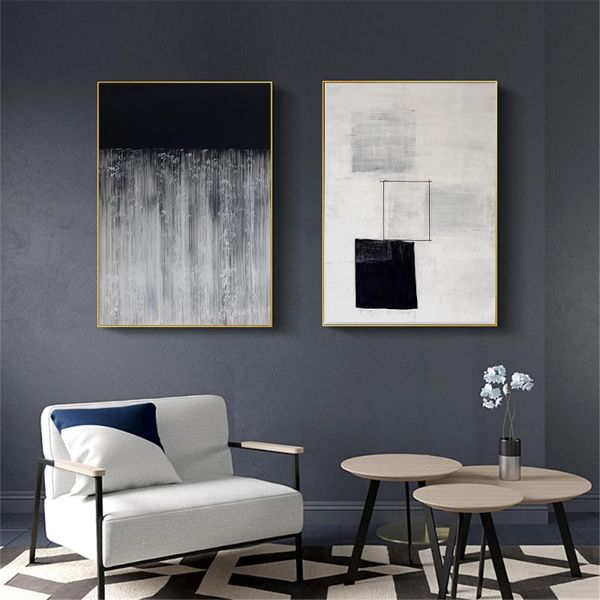 

paintings abstract retro poster home decor picture white black canvas painting wall art minimalist and print for living room