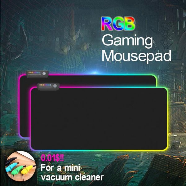 

mice rgb mouse pad led light gamers backlight large soft gaming glowing gamer keyboard non-slip for accessories