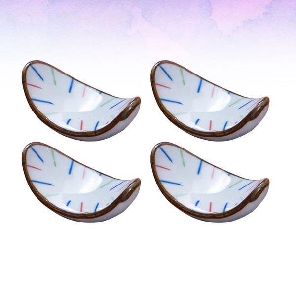 

chopsticks 4pcs el sushi dishes blue and white porcelain rest holder (white + brown)