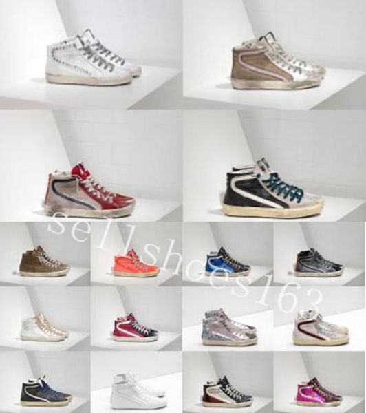 

selling golden mid star high shoe italy fashion women sneakers luxury brand trainers sequin classic white do -old dirty men shoes, Black