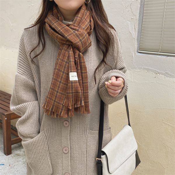 

woman others apparel fashion of the retro plaid scarf thick warm neck hundred long shawl winter, Black;white