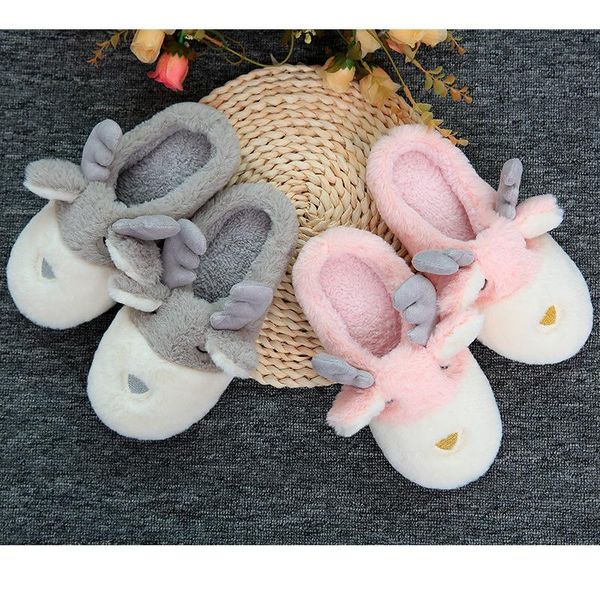 

women indoor slippers winter warm home floor cotton shoes autumn deer confinement non-slip slipper large size 41 arrival, Black