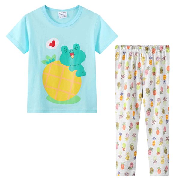 

2021 children fashion home suit cartoon cotton pajamas summer, Blue;red