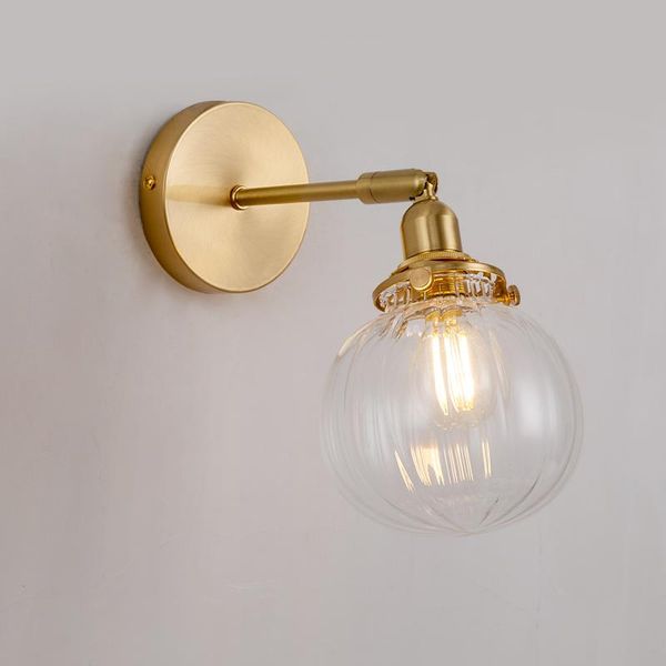 

wall lamp nordic living room background rotating modern all copper glass personality simple bedroom bedside lb52633