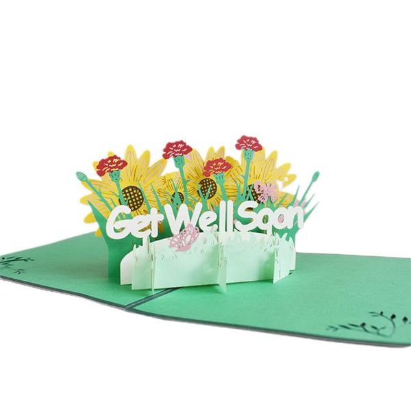 

greeting cards 3d get well soon card -up flowers sympathy mothers day wedding anniversary birthday postcards