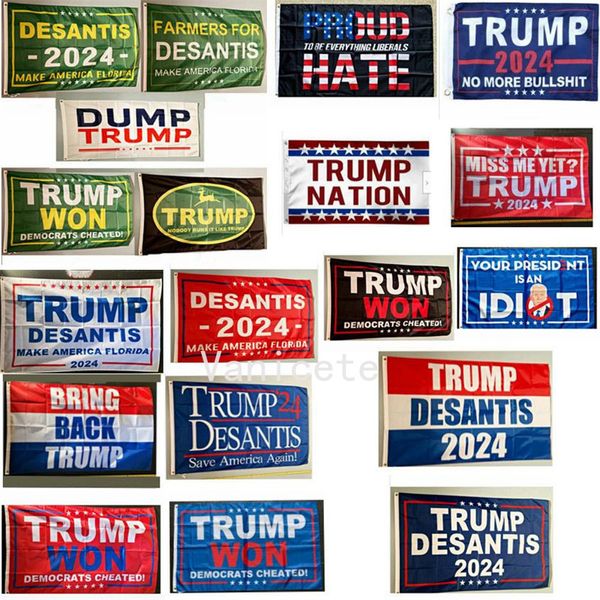 Donald-Trump Flags 3x5 FT 2024 Faça América Flórida Desantis Flag EUA Presidente Eleição Trump Won Bandeira Bandeira T2I52407