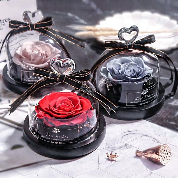 

decorative flowers & wreaths 2021 soap rose with glass cover beauty romantic valentine\\'s gifts christmas gift holiday 1pcs