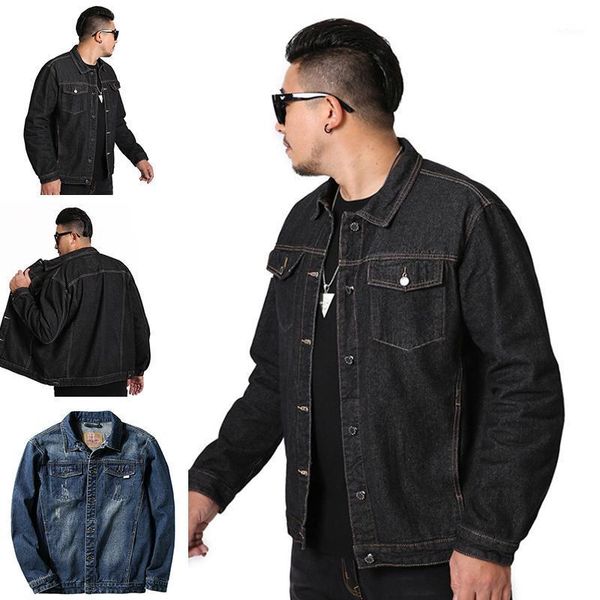 

men's jackets autumn fleece denim jacket winter fashion male m-8xl, Black;brown