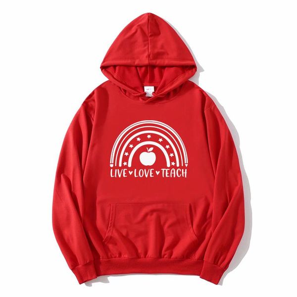 

women's hoodies & sweatshirts love teacher present ladies gift autumn winter men's women sweatshirt hoodie hooded pullover, Black