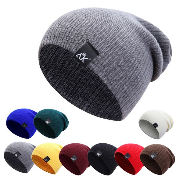 

cotton blends mens beanies for women outdoor bonnet skiing hats keep warm in winter solid color knitted hat hip hop cap, Blue;gray