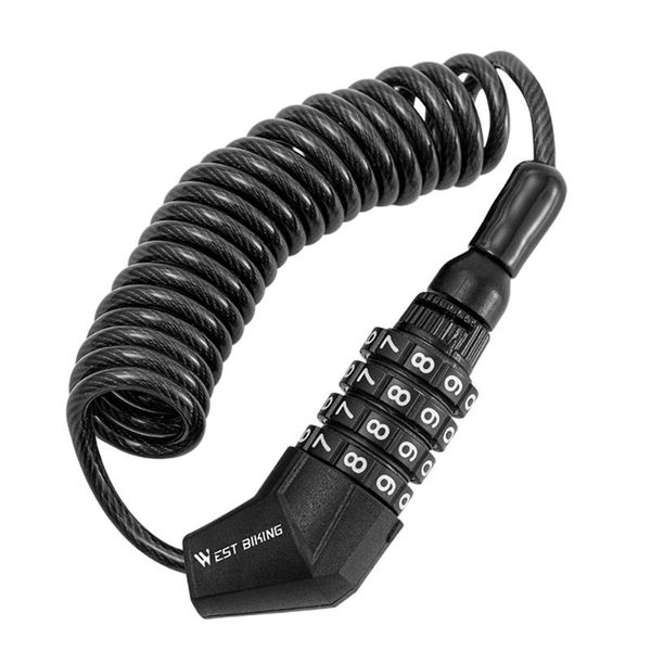 

bike locks helmet lock mtb road bicycle high security spiral steel wire cable anti-theft 4 digit combination password chain