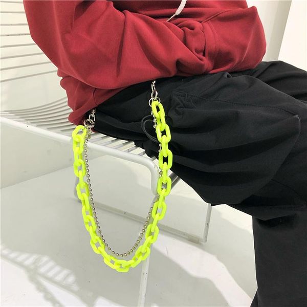 

other web celebrity super waist chain candy color resin pants hanging trend pendant double accessories jewelry, Slivery;golden