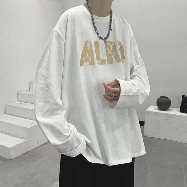 

factory luxury brand t shirt polos long sleeve t-shirt men's fashion br high street 2021 new autumn clothes spring ins loose bot, White