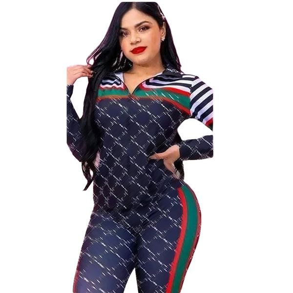 

2 piece set tracksuits women's full-sleeved full pants suit casual print retro club birthday suit elastic waist, Gray