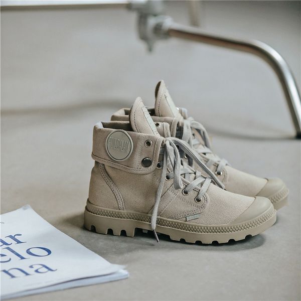 

autumn and winter canvas shoes breathable student boots trend casual british style martin women's lace up thick soled flip top