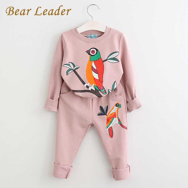 Set di abbigliamento per ragazze Bear Leader T-shirt con design a righe a maniche lunghe di nuovo stile di moda + pantaloni a righe per vestiti per ragazze