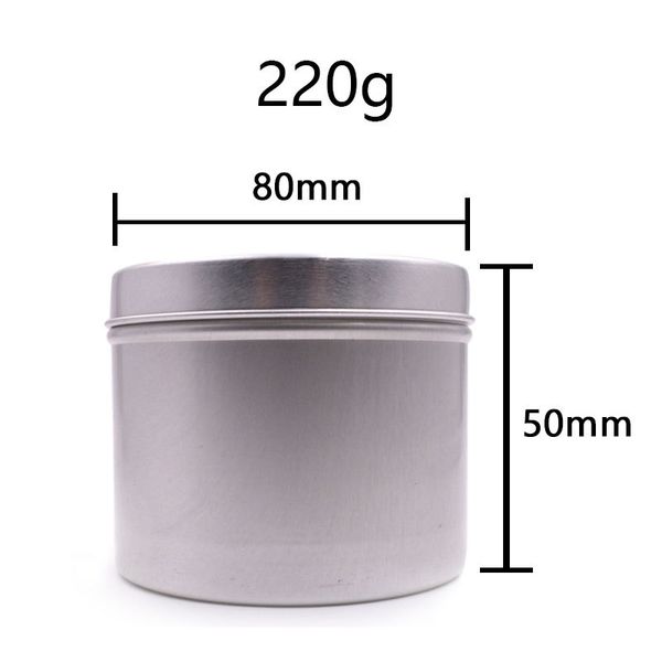 

200ml/220g metal silver aluminum packing boxes candle jar empty snack tea coffee container with lid
